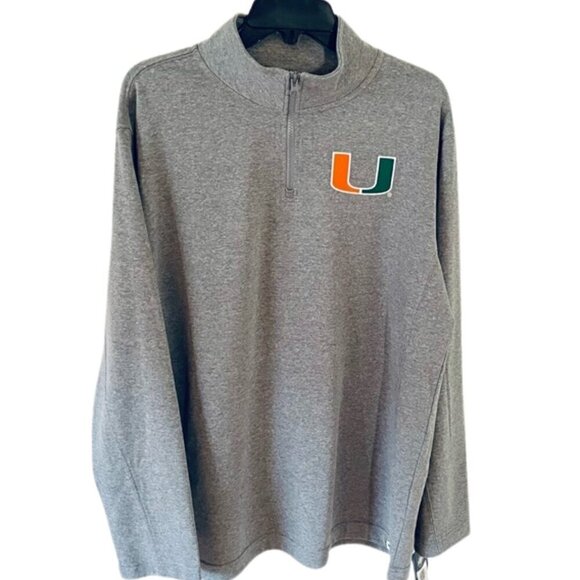 π NWT Miami Hurricanes Fanatics Quarter-Zip Jacket β Heather Gray β Men's L - Picture 1 of 10